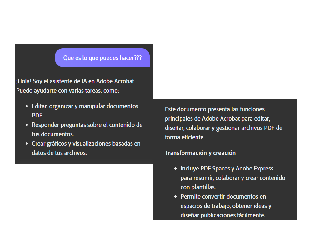 Funciones del Asistente de IA de Adobe Acrobat