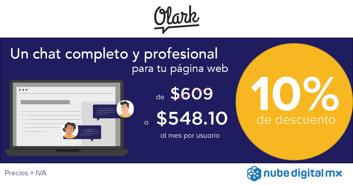 Descuento especial de 10% en Chat Olark para página web